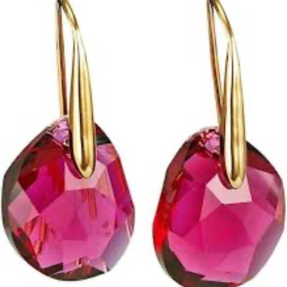 Swarovski Galet Pierced Bordeaux Crystal Earrings 1032280 100 authentic